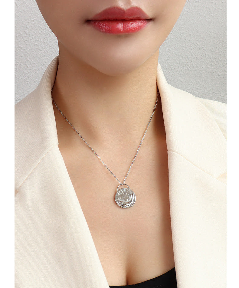 French Bird and Dolphin Reversible Pendant Titanium Steel Necklace