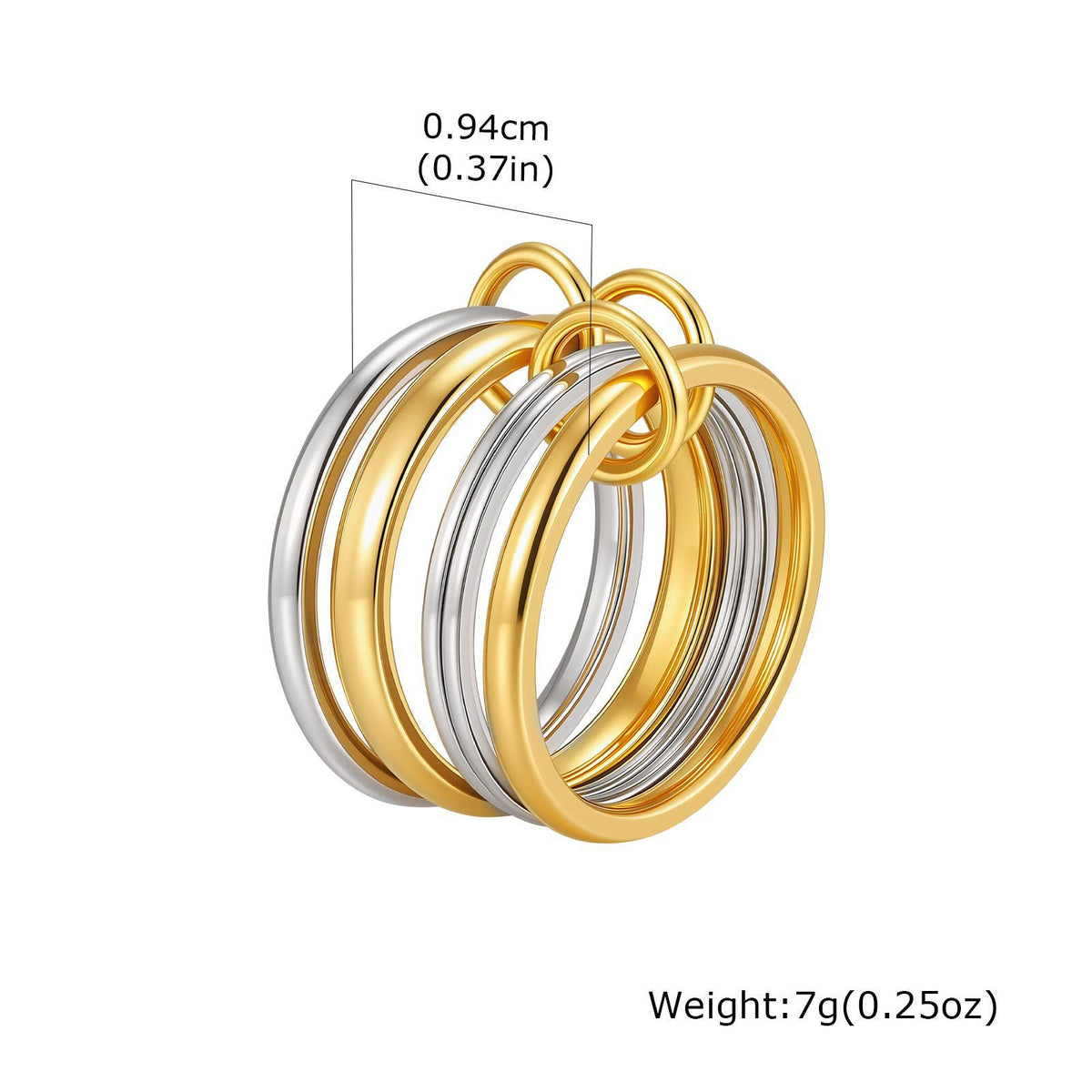 Stainless Steel Multi-Ring Rhinestone Circumference Pavé Zircon Ring