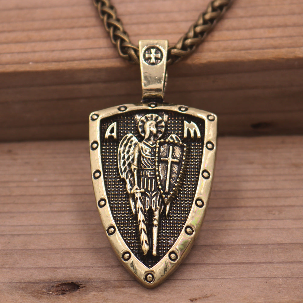 Archangel St Michael's Shield Protection Charm Necklace - Russian Orthodox Pendant