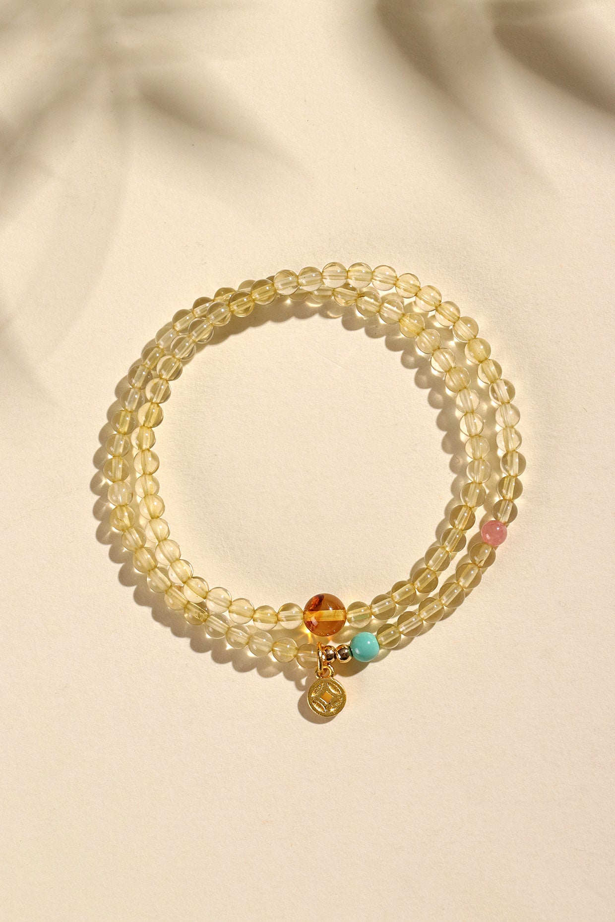 Planderful Fortune's Favor Bracelet – Elegant Double Circle Design with Citrine and Turquoise Stones