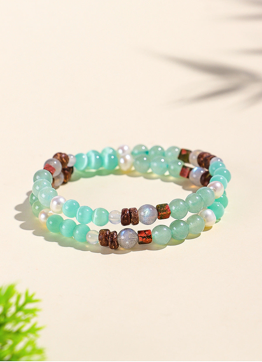 Planderful Fortune's Favor Bracelet – Unique Ethnic Style with Opal and Pearl