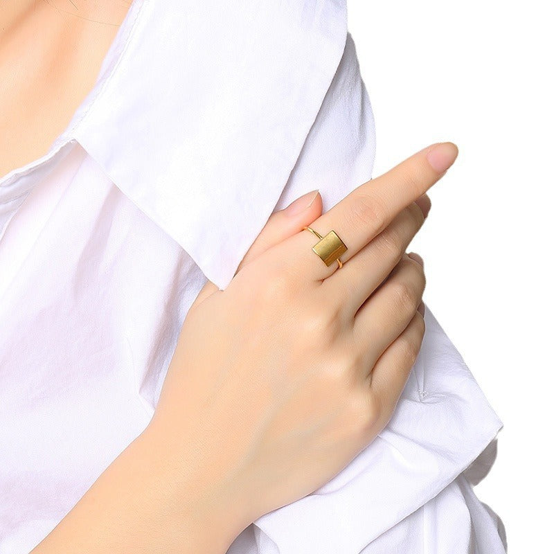 10MM Stainless Steel Simple Geometric Curved Plate Ring