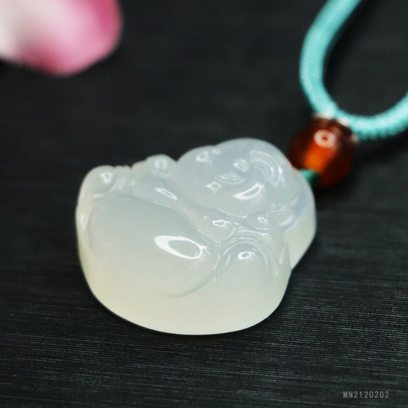 White Chalcedony Buddha Pendant
