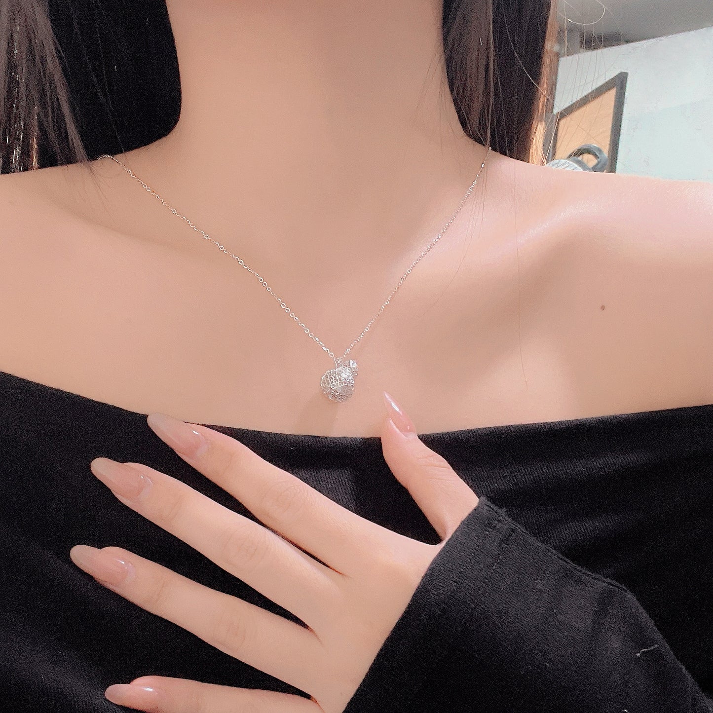 Vintage S925 Sterling Silver Lotus Flower Necklace Trendy