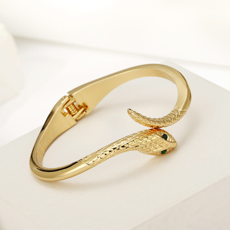 Gold-Plated Snake Bone Bracelet Accents for Korean Fashionista