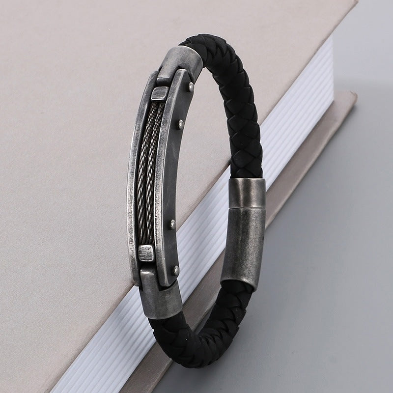 Cool Carbon Fiber Woven Leather Bracelet – & Men's Stainless Steel Bracelet