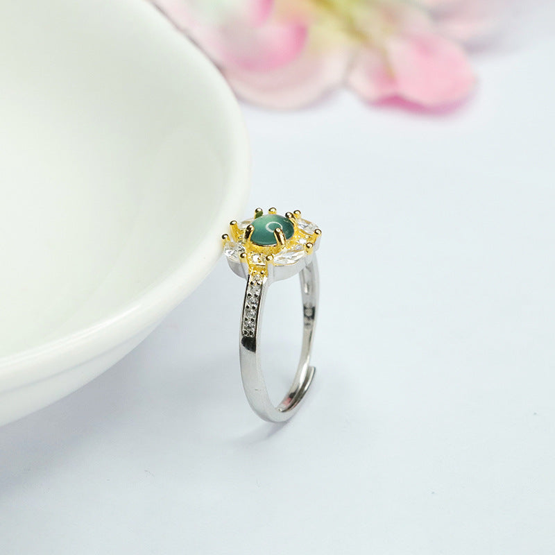 Icy Blue Jadeite 925 Silver Ring