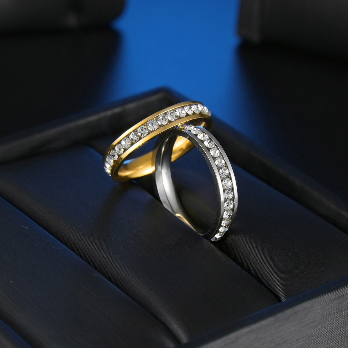 Stylish Stainless Steel Zircon Ring for Women - Size 5-10