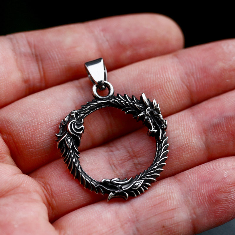 Bold Vintage Titanium Steel Dragon Pendant for Men - Cross-Border Retro Jewelry