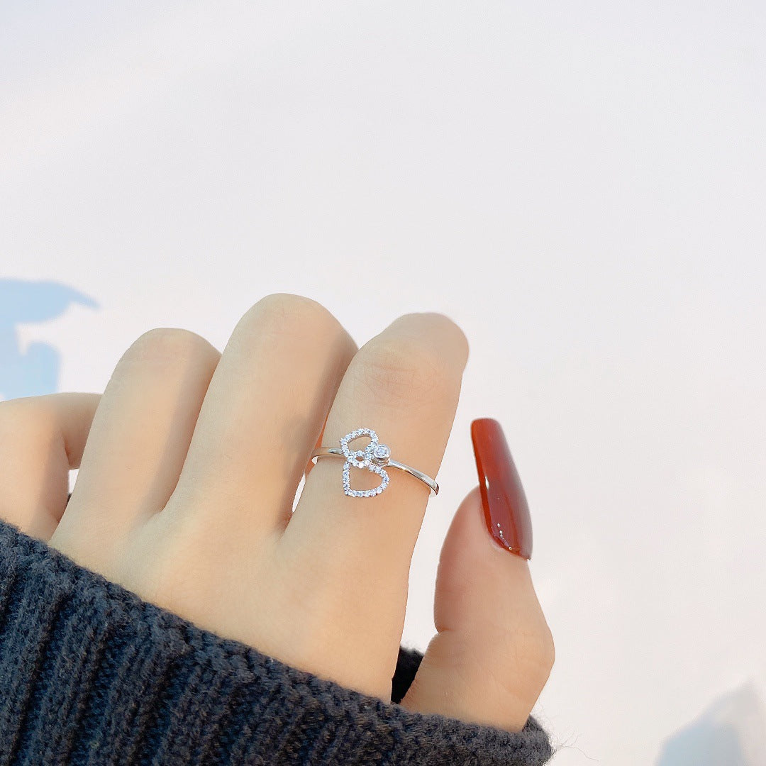 S925 Sterling Silver Heart Ring — Adjustable