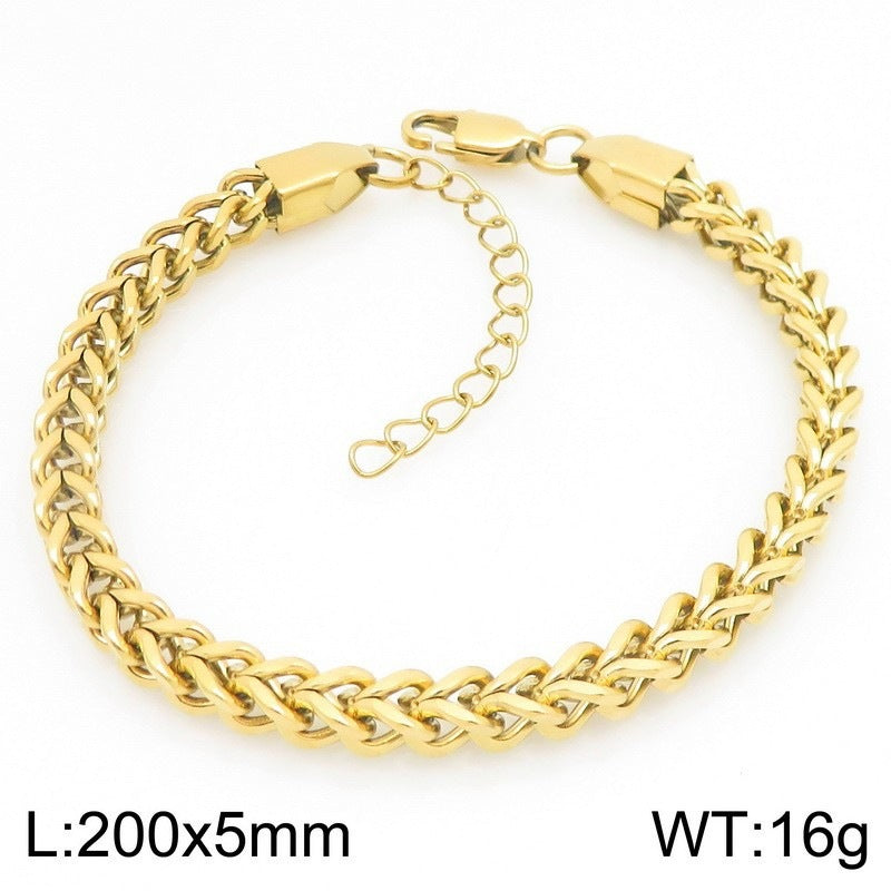Stainless Steel Front & Back Bracelet – Commuting 5mm Keel Chain Adjustable Business