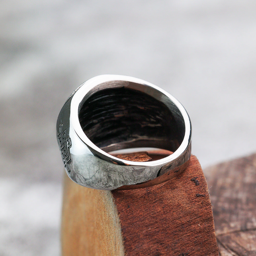 High Quality Stainless Steel Nordic Odin Logo Ring for Men