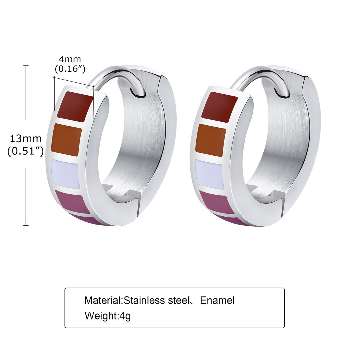 Colorblock Enamel Huggie Earrings — Five Designs