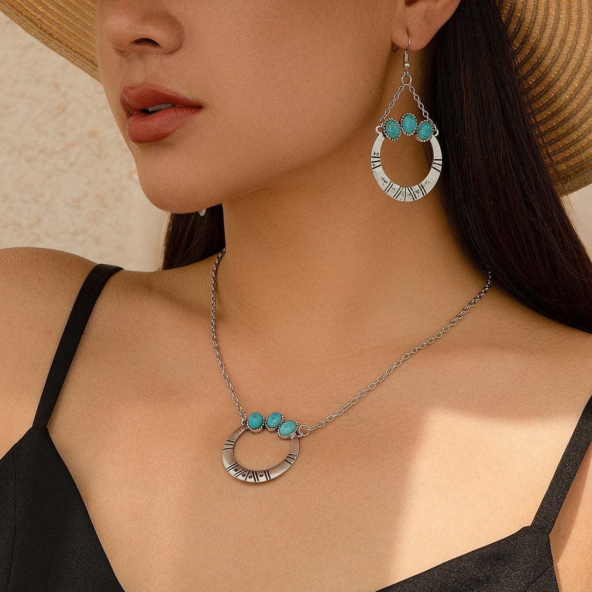 Turquoise-Style Palm Tree Jewelry Set