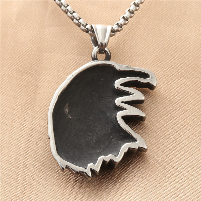 Titanium Steel Rooster and Eagle Pendant Necklace for Men - Retro Punk Style