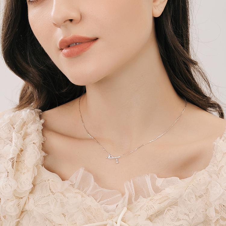 Planderful Sterling Silver Necklace 925 Minimalist Korean Style Collarbone Chain With Zircon Luxurious Everyday Wear