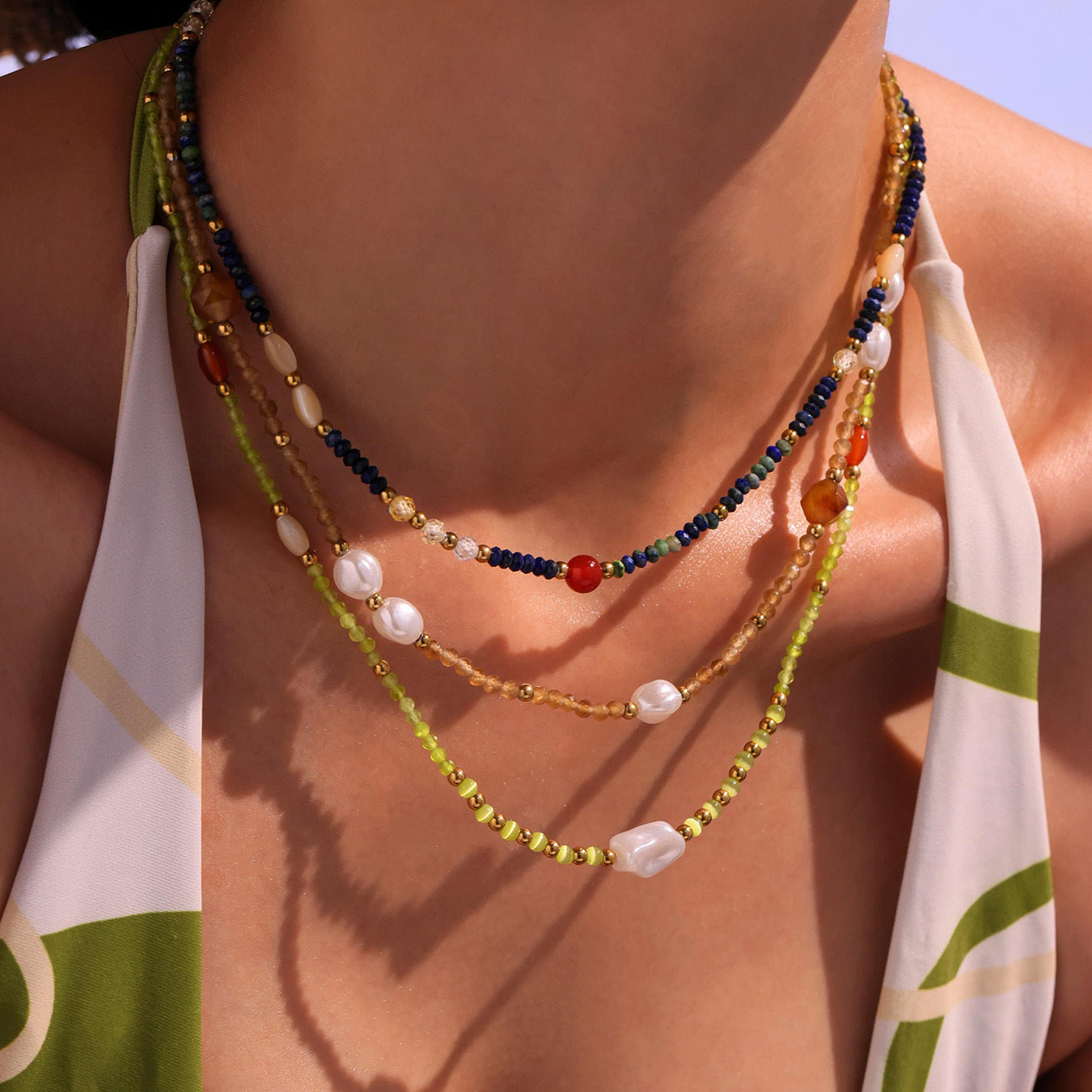 Planderful Women Lapis Lazuli Beaded Necklace Elegant