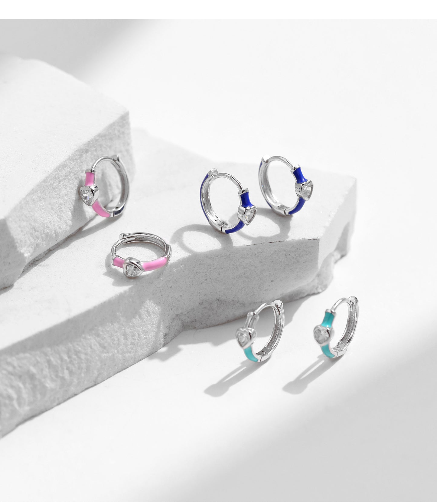 Pure Silver Klein Blue Heart Zircon Earrings