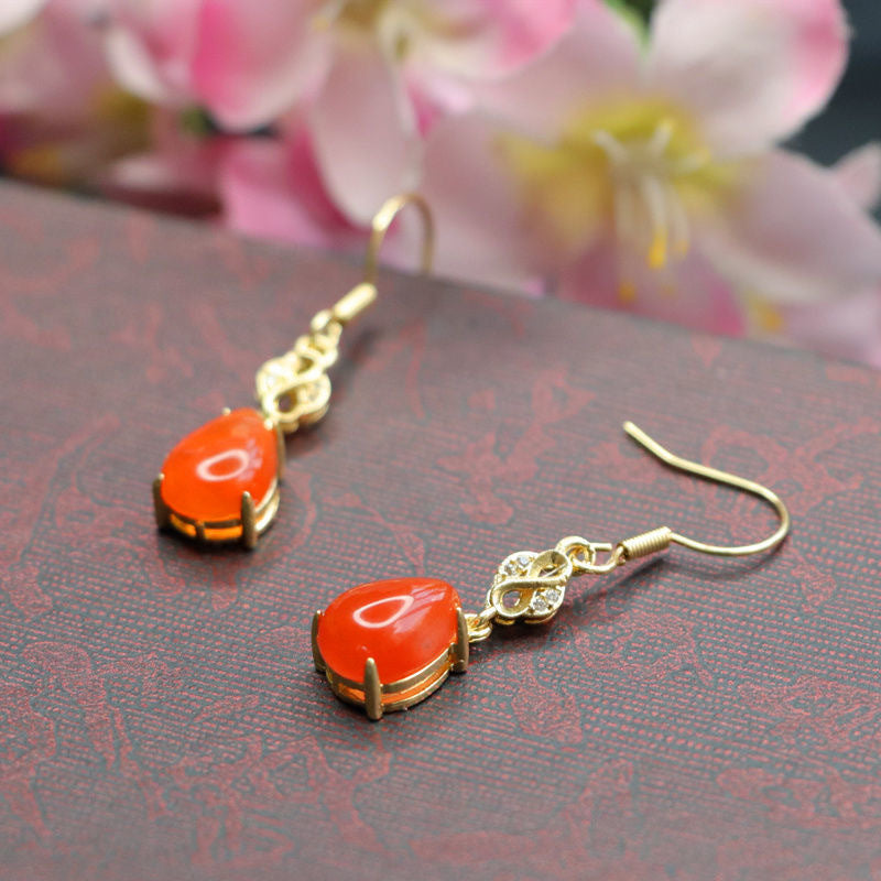 Nanhong Agate Teardrop Earrings