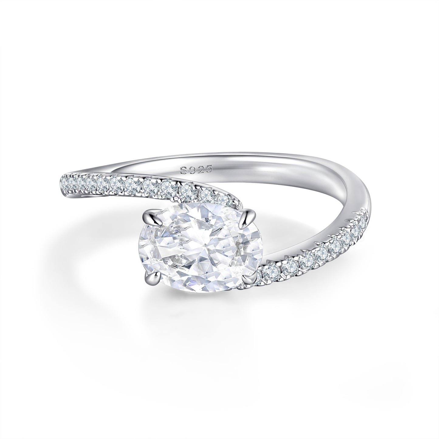 Planderful Sterling Silver Stacked Ring Set For Women With Twisted Arm And One And A Half Carat Zircon Sparkle