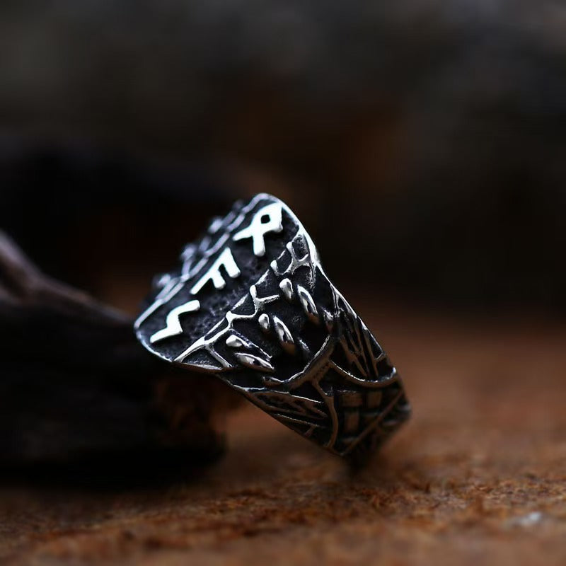 Cross-Border Stainless Steel Casting Jewelry Nordic Mythology Viking Runes Men's Rings