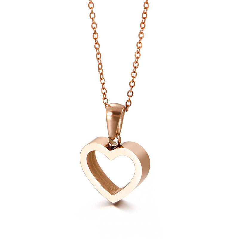 Light Hollow Love Titanium Steel Women's'S Necklace, Japan And South Korea Stainless Steel