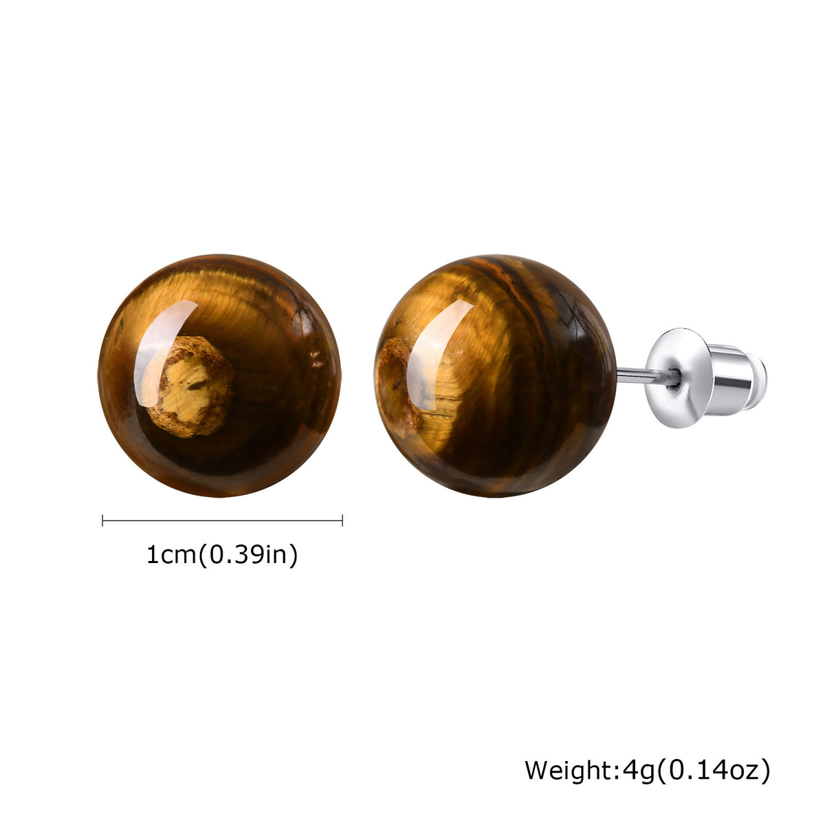Round Gemstone Stud Earrings — 3 Styles