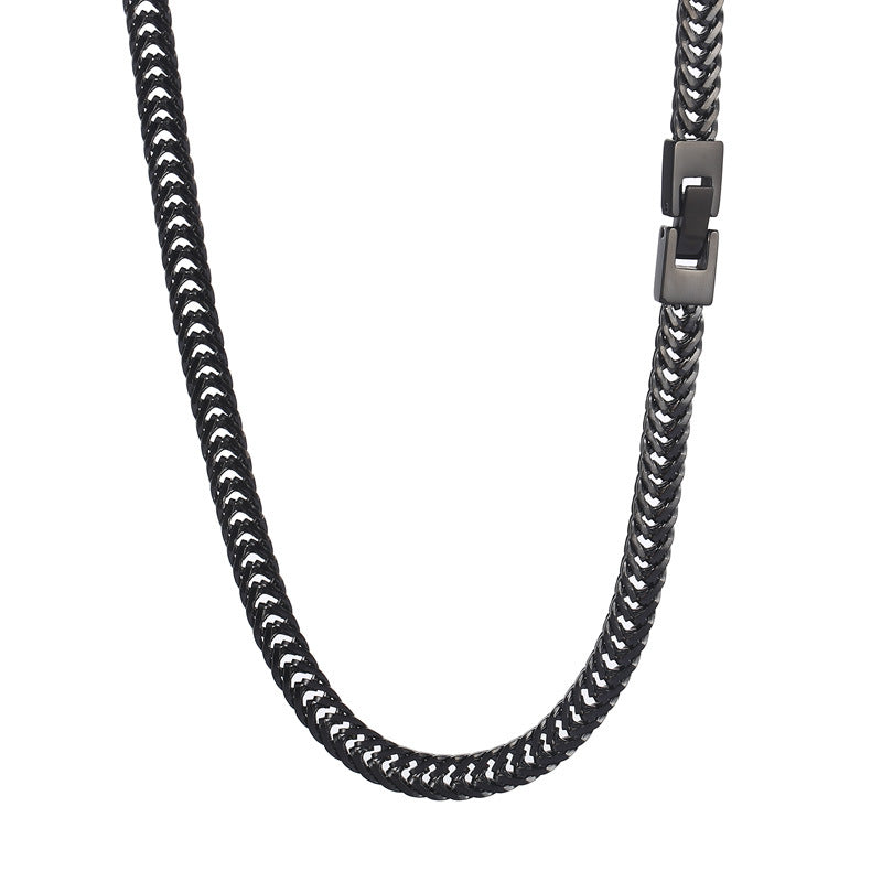 Versatile Stainless Steel Encrypted Whip Chain Necklace, And Popular Buckle Titanium Steel Chain