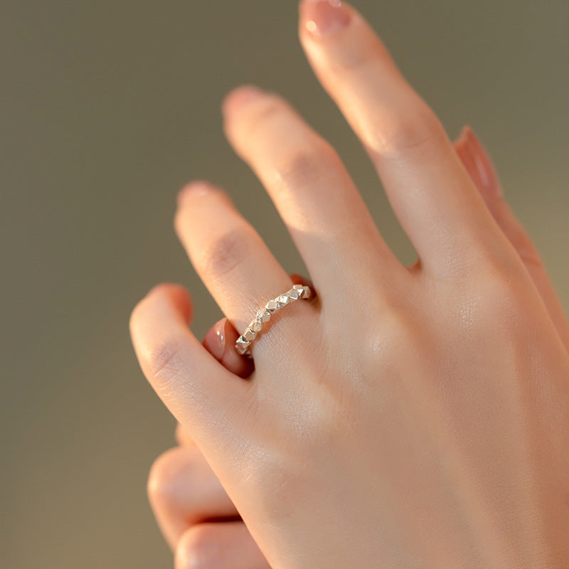 Sterling Silver Retro Bead Ring - Niche Design Hand Jewelry