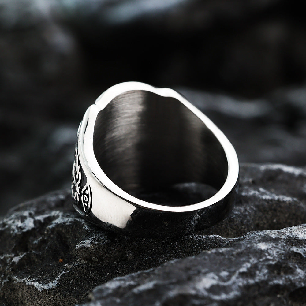 European And American Retro Stainless Steel Men's Ring Personalized Solid Masonic AG Ring For Men