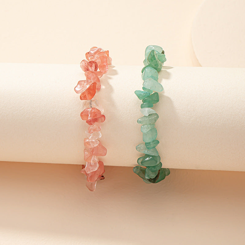 Colorful Summer Crystal Stone Bracelet Set - Boho Elastic Jewelry