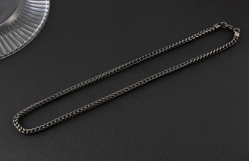 Titanium Steel Necklace Set – Front & Back Bracelet – Round Grinding Stainless Steel