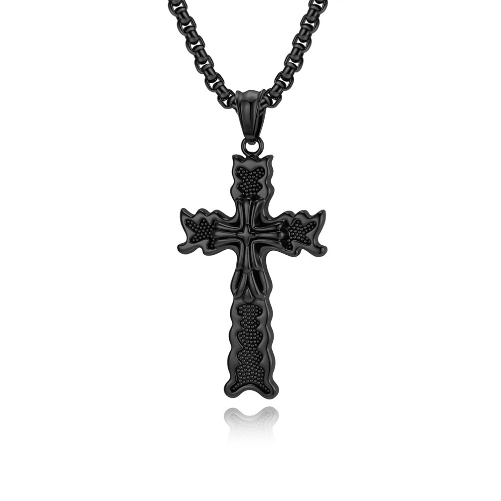 Planderful Shop Titanium Steel Cross Necklace For Men Retro Punk Pendant With Literary Edge And Style