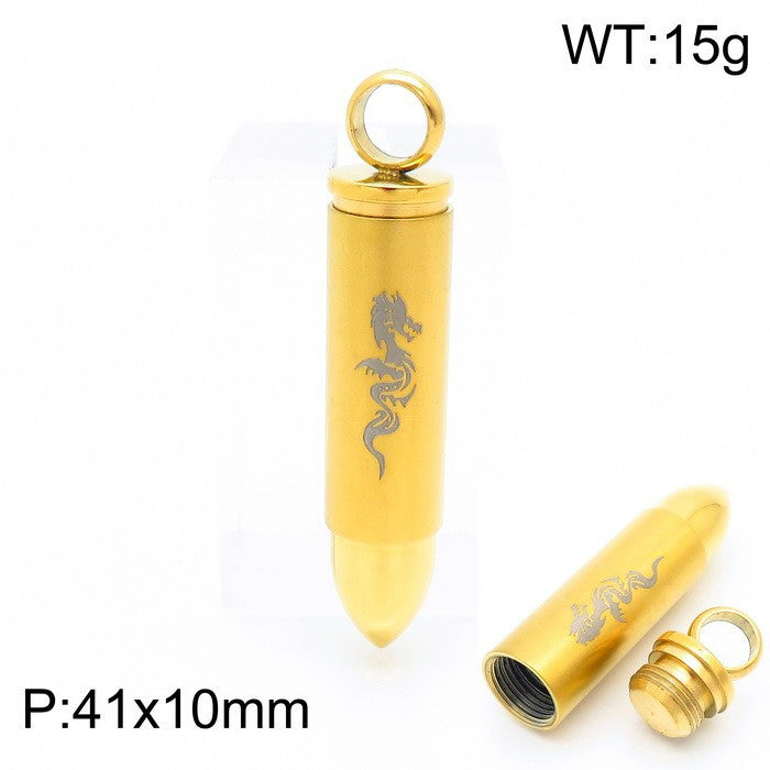 Couples Bullet Pendant Necklace - Korean Style Titanium Steel Jewelry for Men and Women