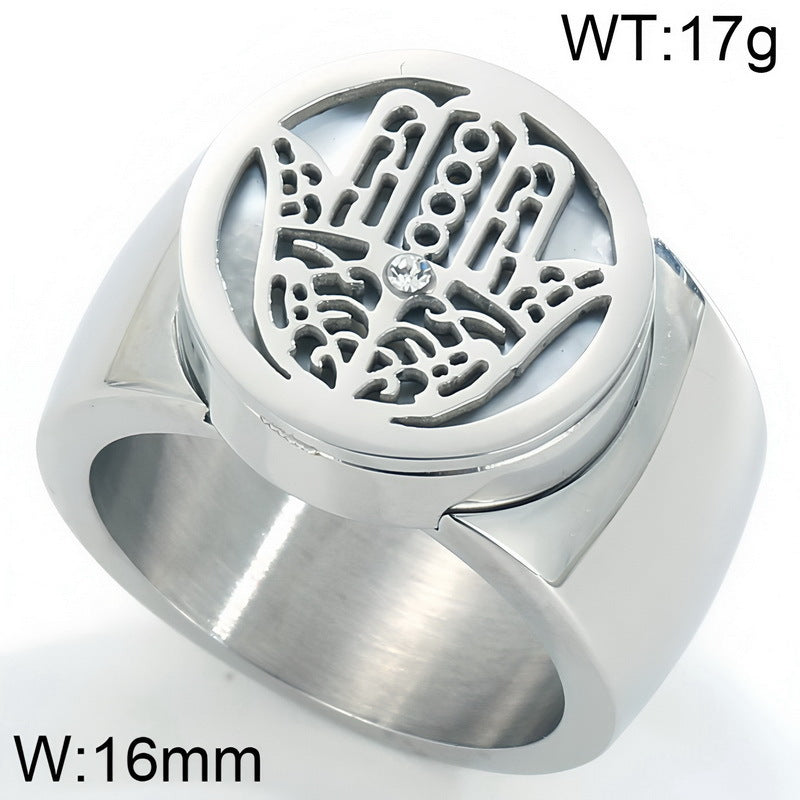 Fatima Hand Hollow Fritillary Bottom Wide Edition Ring Tree Of Life Roman Scale