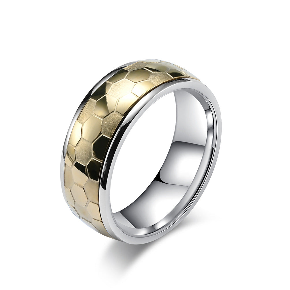 World Cup Rotatable Stainless Steel Football Ring for Men