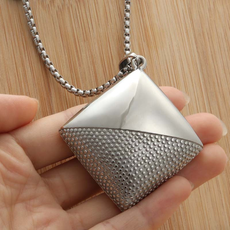Titanium Steel Rhombus Pendant Necklace for Men - Punk Trendy Retro Design by Planderful