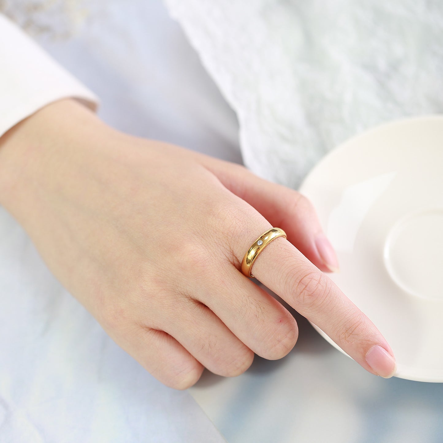 New Product on the Market 4MM Zircon Tungsten Steel Ring