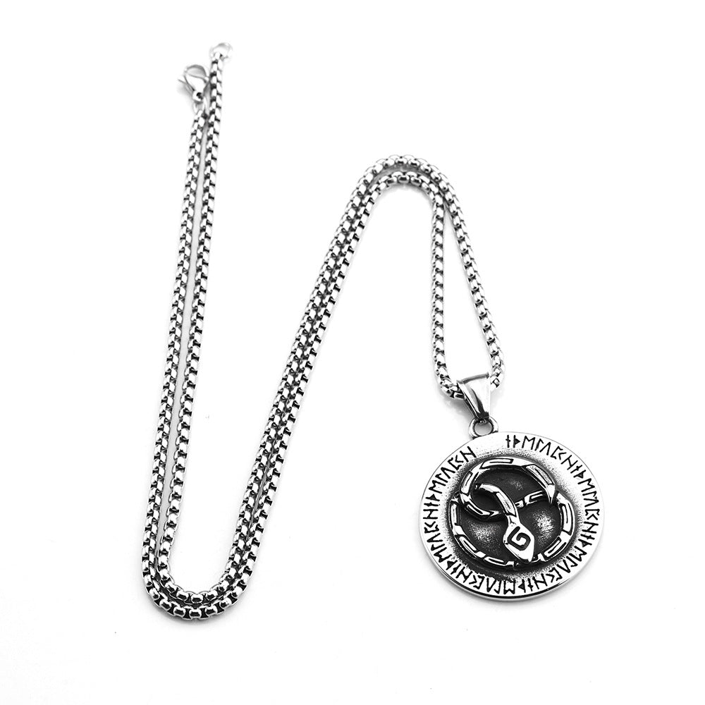 Nordic Retro Stainless Steel Men's Pendant Viking Snake Design