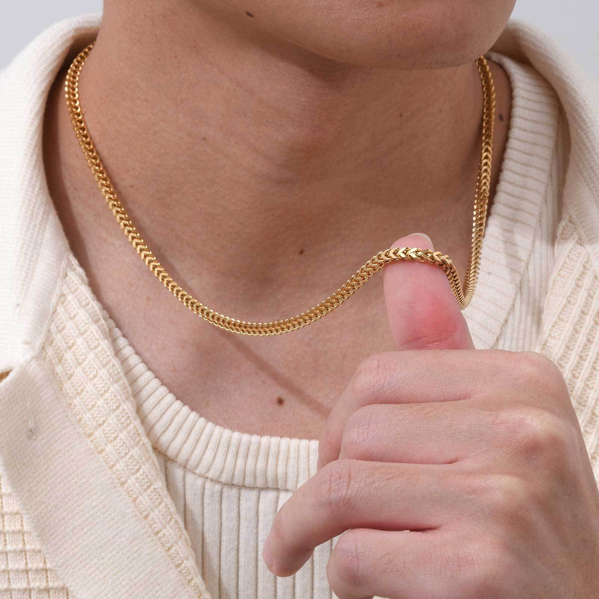 Stainless Steel Six-Sided Grinding Steel Necklace – Gold Unisex Unisex