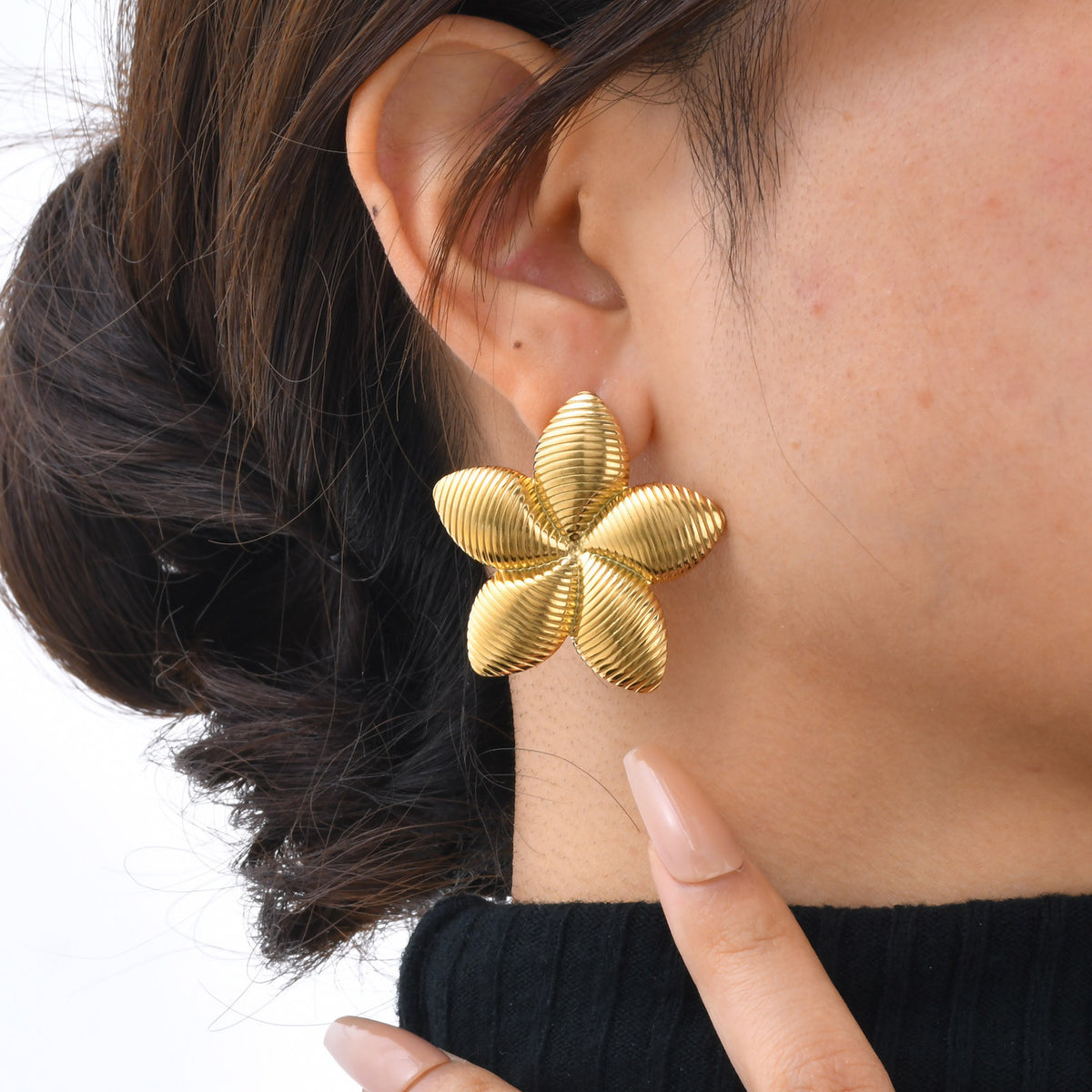 Stainless Steel Floral Earrings
