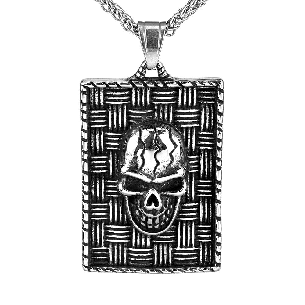 Stainless Steel Retro Jewelry Skull Pendant Necklace for Men