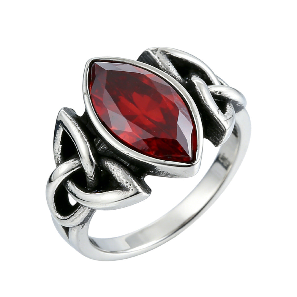 Planderful Stainless Steel Celtic Knot Ring For Men And Unisex Retro Titanium Zircon Accent