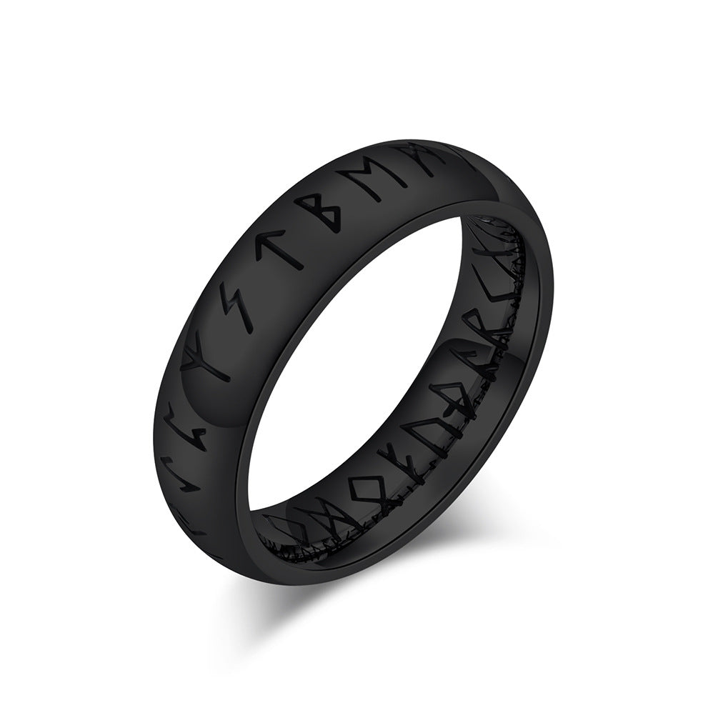 Nordic Viking Text Titanium Steel Ring for Men and Women