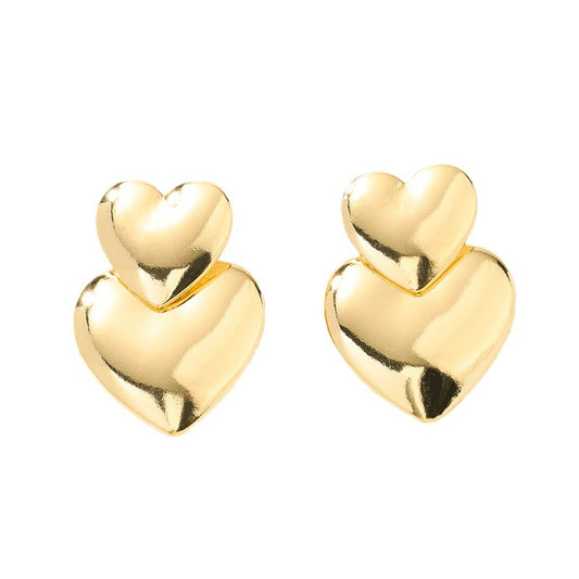 Heartfelt Metal Stud Earrings from Vienna Verve Collection