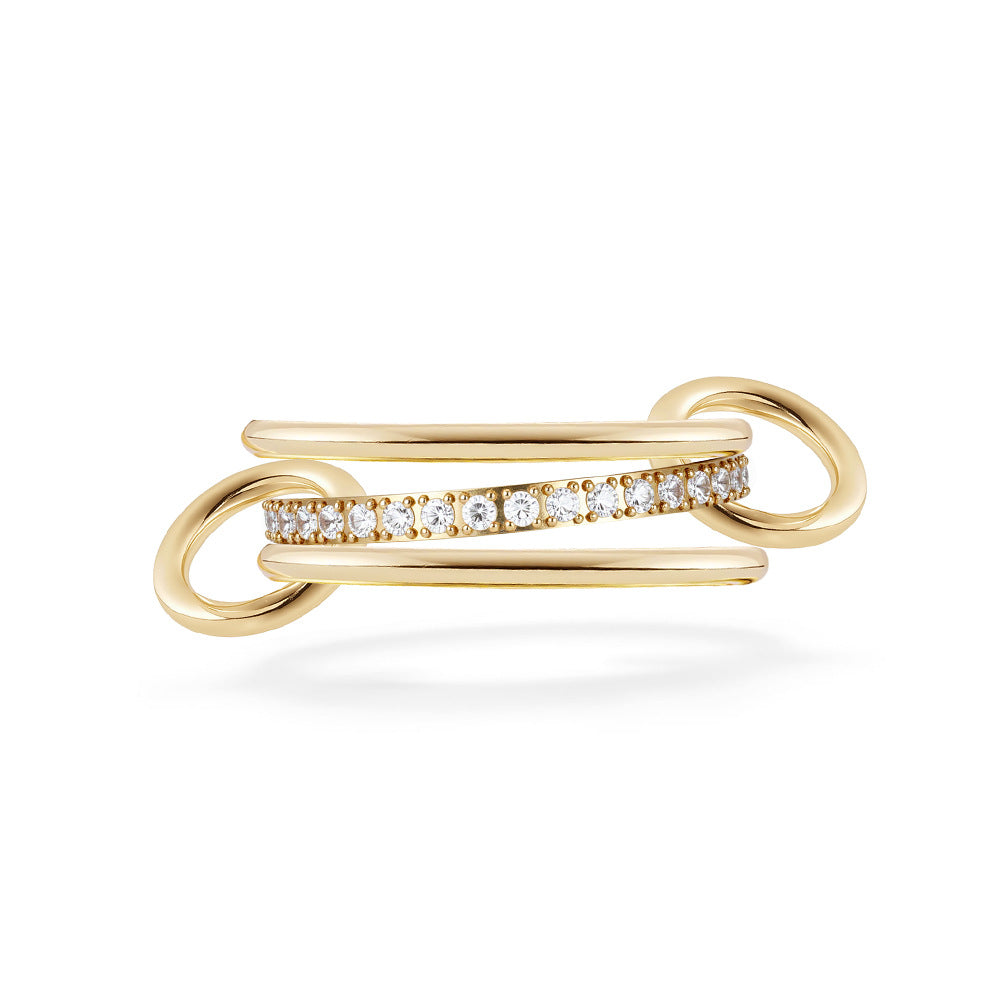 Planderful Everyday Genie Three Layer Stacking Ring With Zircon Light Luxury For Women