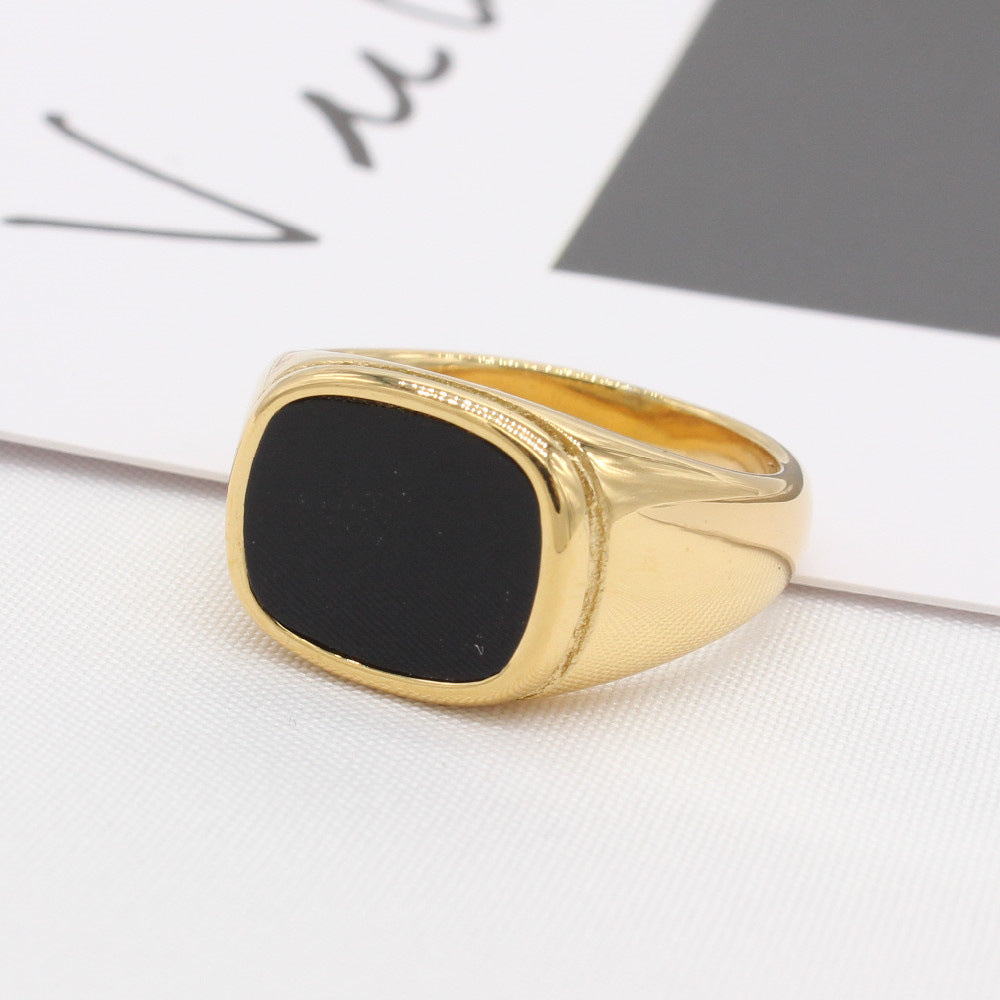 Planderful Titanium Steel Ring Unisex Square Shell Design For Men And Women Size 7 To 12