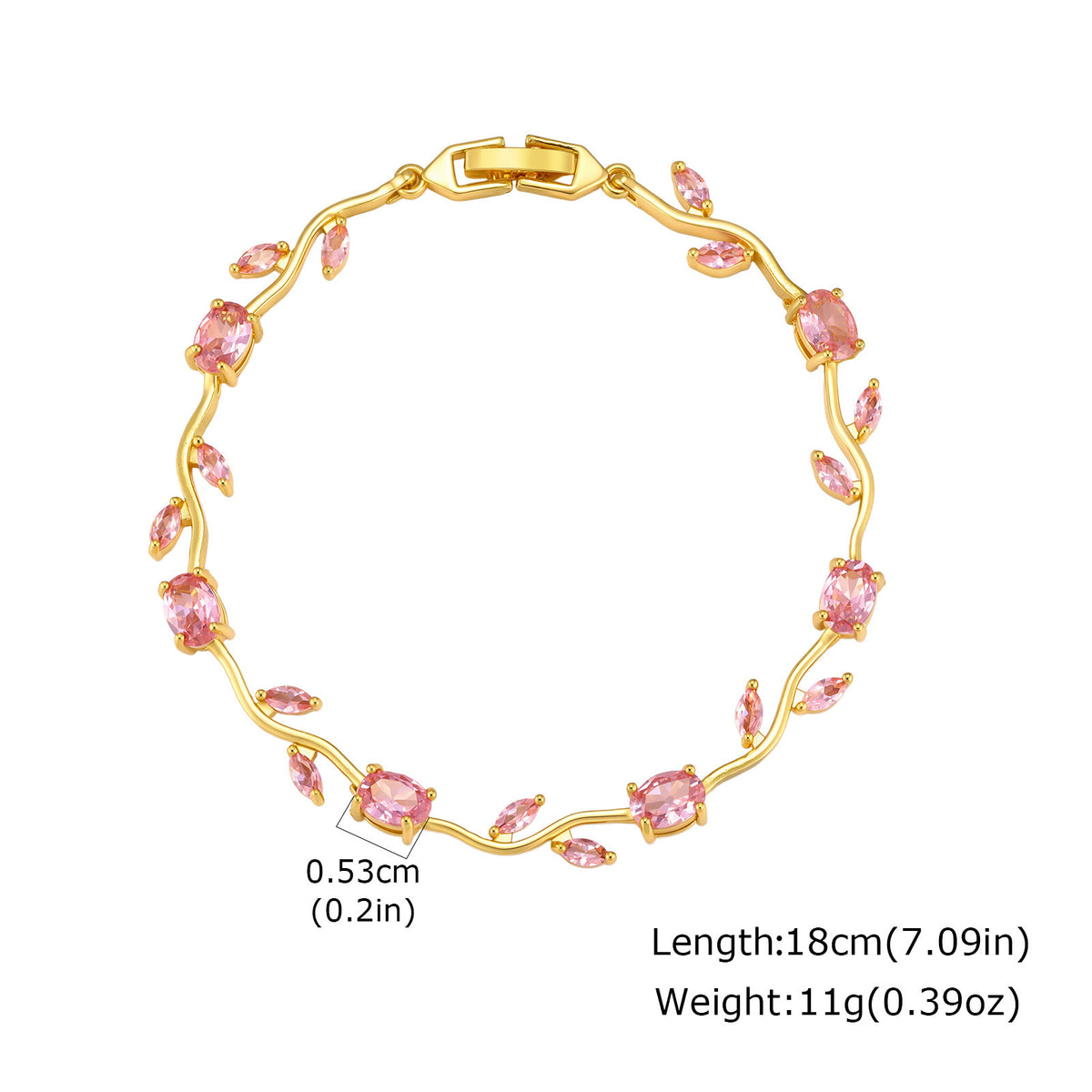 Flower Rose Zircon Copper Bracelet