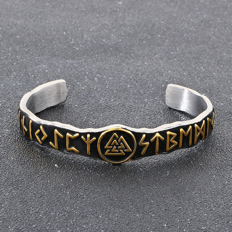Planderful Odin Rune Bracelet Open For Men Stainless Steel