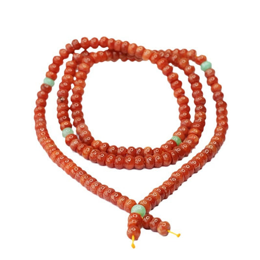 Natural Jade Necklace Red and Yellow Jade Abacus Beads Sweater Chain Jade